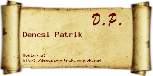 Dencsi Patrik névjegykártya